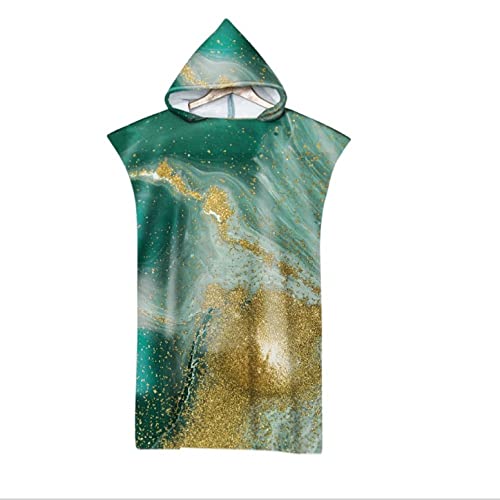 Toalla De Playa Con Capucha - Amarillo Verde Impreso Mármol Secado Rápido Traje De Neopreno Cambiador De Bata Poncho Toalla De Playa Albornoz Capas De Baño De Gimnasio Con Capucha Para Niños, Adu