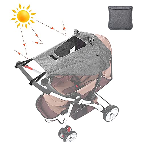 Toldo Cochecitos,Toldo Protector Solar Universal,Parasol para Cochecito,Protección Solar Universal para Cochecitos,Toldo Silla De Paseo Con Tragaluz y alas Enrollables,UV 50+,para Cochecitos