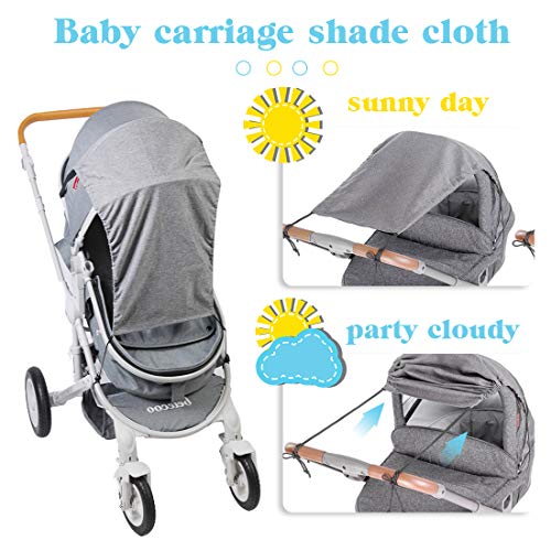 Toldo Silla De Paseo, Parasol Cochecito Bebe, Toldo Cochecitos, Toldo silla paseo, Toldo Protección Solar Universal, para Cochecitos Capazos ajustable Protección Solar UV 50+, Gris