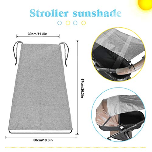 Toldo Silla De Paseo, Parasol Cochecito Bebe, Toldo Cochecitos, Toldo silla paseo, Toldo Protección Solar Universal, para Cochecitos Capazos ajustable Protección Solar UV 50+, Gris