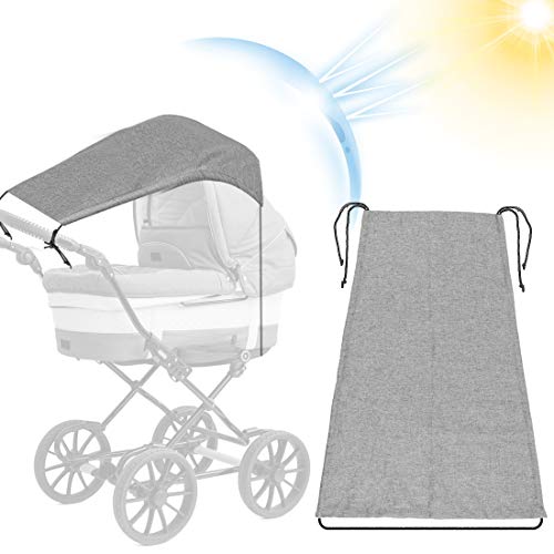 Toldo Silla De Paseo, Parasol Cochecito Bebe, Toldo Cochecitos, Toldo silla paseo, Toldo Protección Solar Universal, para Cochecitos Capazos ajustable Protección Solar UV 50+, Gris