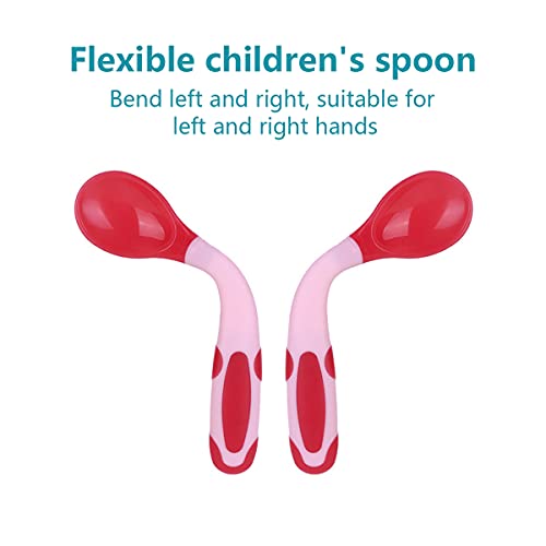 Tomdeks 2pcs Juego De Cucharas Para Bebé, Cuchara De Entrenamiento Para Alimentación Infantil, Cuchara De Aprendizaje Flexible, Sensible Al Calor