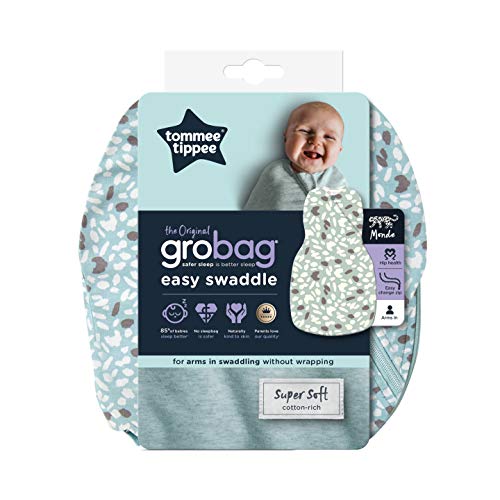 Tommee Tippee The Original Grobag Arrullo Easy Swaddle, Saco de Dormir para Bebés, con Posición Adecuada de la Cadera, 0-3 Meses, Earth Green