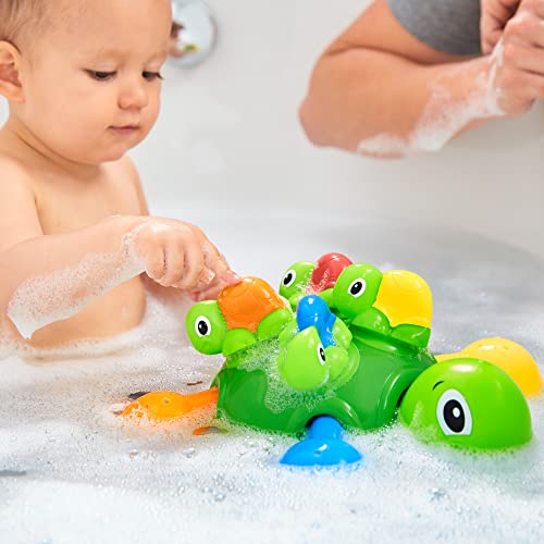 Toomies de Bizak, Tortuga Multiactividades Baño, Juguete de Baño, Tortuguitas Echan Chorro de Agua, Incluye 1 Mamá Tortuga y 4 Tortugas Bebé