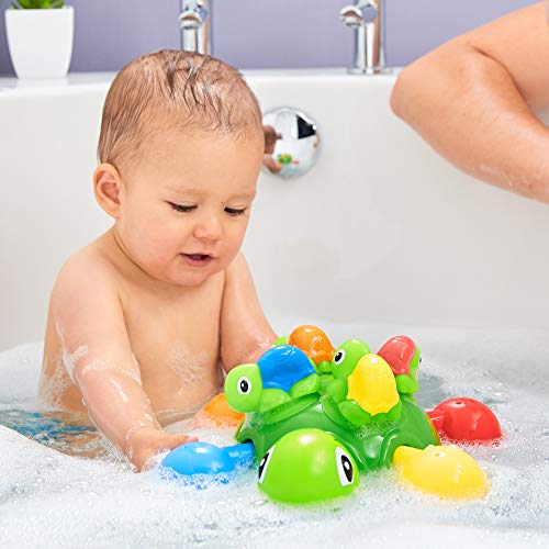 Toomies de Bizak, Tortuga Multiactividades Baño, Juguete de Baño, Tortuguitas Echan Chorro de Agua, Incluye 1 Mamá Tortuga y 4 Tortugas Bebé