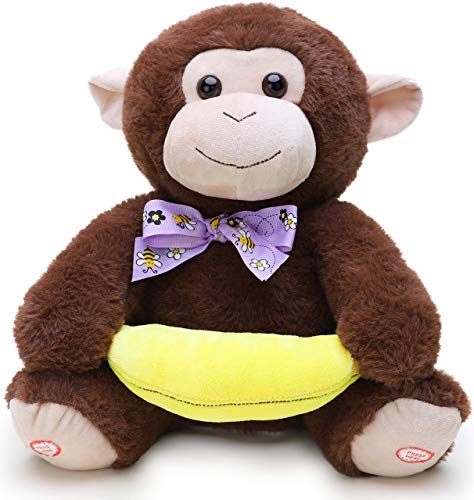 TOYLAND® Peluche de Mono Peekaboo de 30 cm, Juguete de Canto Animado de Doble función con Orejas en Movimiento, Desarrollo