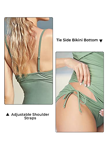 Traje de Baño Mujer Maternidad Premamá Tankini de Dos Piezas Verde M