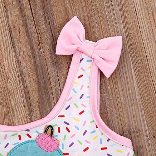 Traje de Baño para Niña con Estampado de Helado Bañador Completo de Cuello Redondo sin Mangas Ropa de Natación Ropa de Playa para Bebé Niña (Blanco, 6-12 Meses)