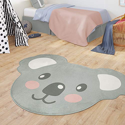 TT Home Alfombra Infantil Bebé Niños Niñas Forma Oso Koala Moderna, Color:Gris, Tamaño:90x120he cm