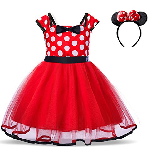 TTYAOVO Bebé Niñas Lunares Princesa Tutú Vestido Cosplay Desfile Carnaval Disfraz Elegante Tamaño120 (4-5 años) 321 Rojo