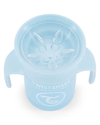 Twistshake 360 Cup Vaso Antiderrames Entrenamiento con Asas Bébé 230 ml, Borde a Prueba de Derrames de 360°, Ergonómicas Vasos con Boquilla, Taza de Aprendizaje, Sin BPA, 6+ Meses, Azul Pastel