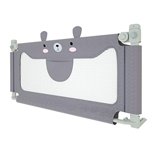 UISEBRT Barrera de cama para niños, 180 cm, protección contra caídas, altura ajustable, para cama familiar y cuna, color gris