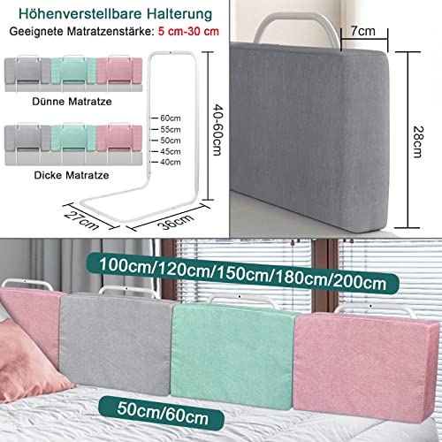 UISEBRT Barrera protectora de cama para niños, 60 cm, 5 agujeros, altura regulable, protección anticaídas, barrera para cama infantil para cama familiar y cama infantil (60 cm, lino gris)