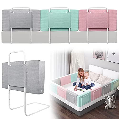 UISEBRT Barrera protectora de cama para niños, 60 cm, 5 agujeros, altura regulable, protección anticaídas, barrera para cama infantil para cama familiar y cama infantil (60 cm, lino gris)