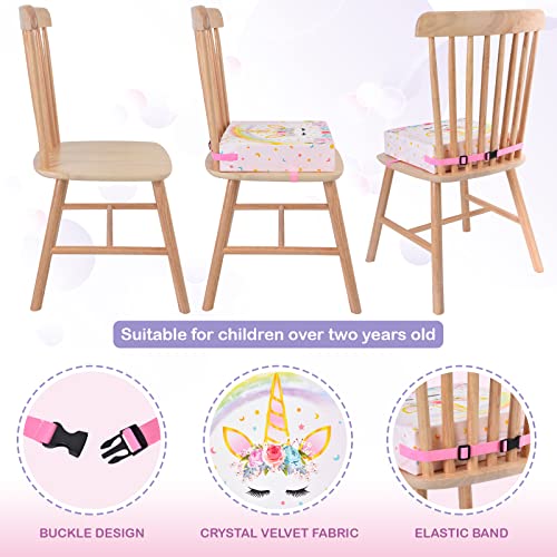 Unicornio Elevador de asiento infantil - Pequeños para Mesa de Comedor para Niños Bebé Portátil Cojín Alzador de Asiento con Correa Ajustable32*32*8cm