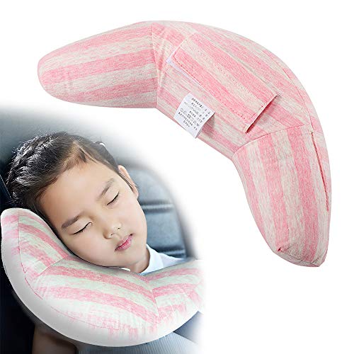 VANDA Almohada para Bebé - Sujeta la Cabeza de Niños en Coche y Carrito 2 en 1 Reposacabezas Coche y Protector Cinturón Seguridad para Bebés y Niños Accesorios Coche Niños (Rosa)