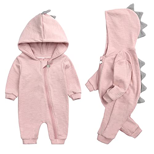 Verve Jelly Infantil bebé niño niña sudaderas con capucha mameluco de manga larga con estampado de dinosaurio mono de una pieza con cremallera mono pijamas de otoño