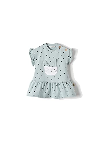 Vestido Bebe Niña – Manga Corta – Vestido Bebe niña Verano - Ropa de Regalo para Bebe Niña – Vestido Punto - Ropa Bebe Niña de 3 Meses a 18meses (3 Meses, Mint)