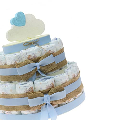 Viale Magico Idea de regalo original para primera infancia, tarta de pañales económicos para nacimiento, niño, baby shower, bebé (tarta de 30 pañales)