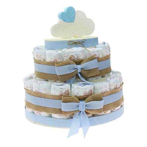 Viale Magico Idea de regalo original para primera infancia, tarta de pañales económicos para nacimiento, niño, baby shower, bebé (tarta de 30 pañales)