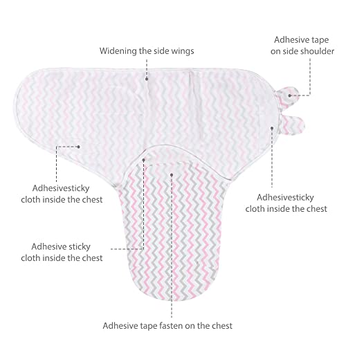 Vicloon Manta para bebé, 3 pcs Manta Envolvente para Recién Nacidos, Swaddle Blanket de Algodón Orgánico para Bebés de 0 a 3 Meses(Rosa)…