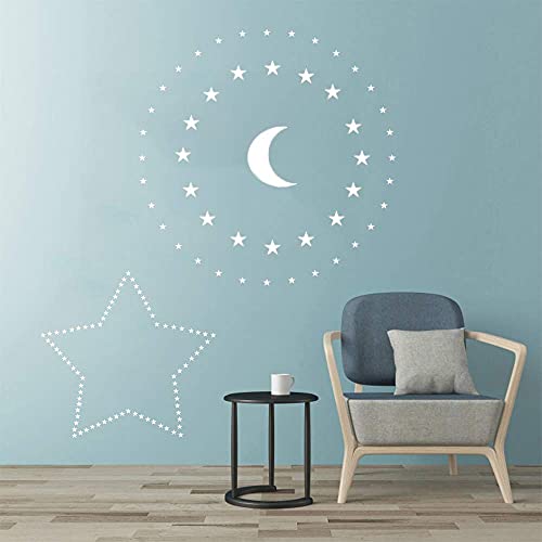 Vinilo adhesivo de pared con luna y estrellas, extraíble para niños, decoración de habitación de bebé, decoración de habitación de bebé, decoración de pared para el hogar, casa, dormitorio