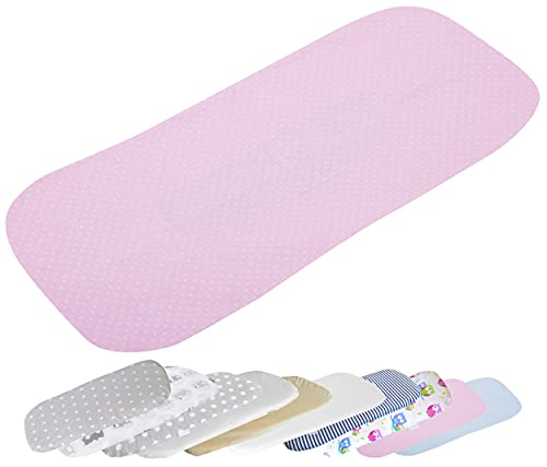 Vizaro - Sábana Bajera para Colchón de Capazo de Carrito de Bebé 70-80x30-35cm - Algodón Puro - Hecho UE, OekoTex - Rosa