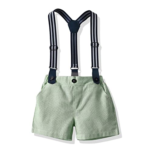 Volunboy Bebé Niño Caballero Conjunto, Camisa de Manga Corta con Pajarita + Corta Pantalón Traje Ropa(Verde,12-18 meses,Tamaño 70)