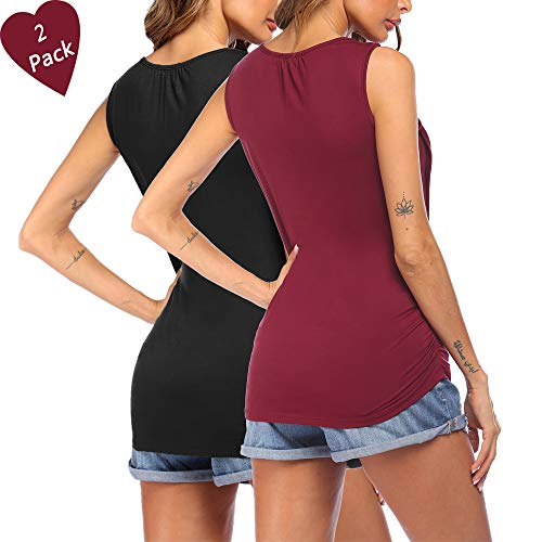 VOOMALL Camisa de Lactancia para Mujer Camisón de Maternidad sin Mangas Camisa de Maternidad con Dos Capas Top de Maternidad Recortado de 2 Piezas Delgado, XXL