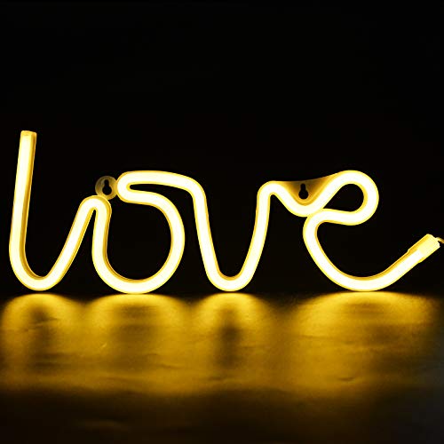 VUENICEE Neon Light Sign Love Night Light,Lámparas de Pared Interior, Iluminación de Interior decoración,USB/Alimentado por batería,para Bar, reunirse,navideña.