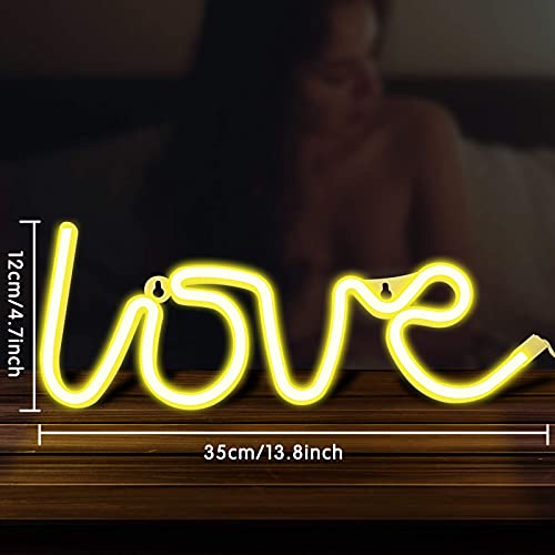 VUENICEE Neon Light Sign Love Night Light,Lámparas de Pared Interior, Iluminación de Interior decoración,USB/Alimentado por batería,para Bar, reunirse,navideña.