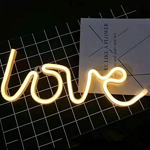 VUENICEE Neon Light Sign Love Night Light,Lámparas de Pared Interior, Iluminación de Interior decoración,USB/Alimentado por batería,para Bar, reunirse,navideña.