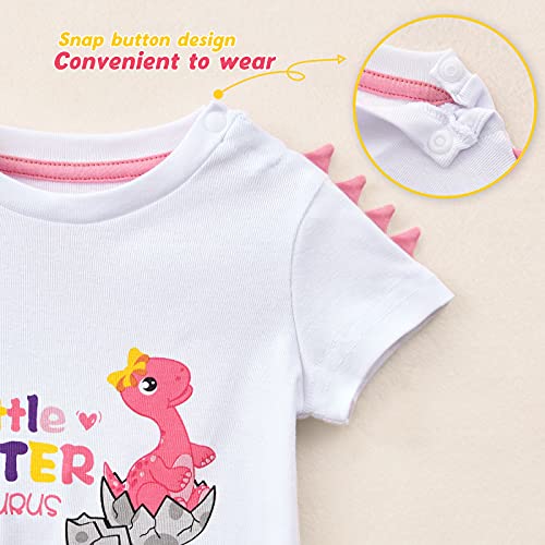 WAWSAM Hermanita Body Bebé Niña Dinosaurio Mameluco Manga Corta Dino Bodysuit Algodón Recién Nacido Personalizado Bodies Ropa Bautizo Baby Niña Mono(0-3 meses)