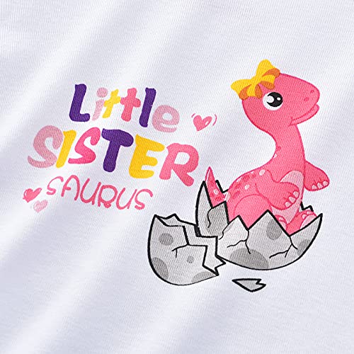 WAWSAM Hermanita Body Bebé Niña Dinosaurio Mameluco Manga Corta Dino Bodysuit Algodón Recién Nacido Personalizado Bodies Ropa Bautizo Baby Niña Mono(0-3 meses)