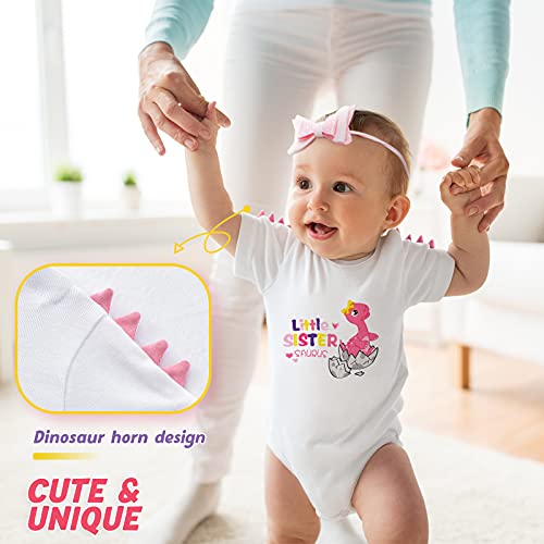 WAWSAM Hermanita Body Bebé Niña Dinosaurio Mameluco Manga Corta Dino Bodysuit Algodón Recién Nacido Personalizado Bodies Ropa Bautizo Baby Niña Mono(0-3 meses)