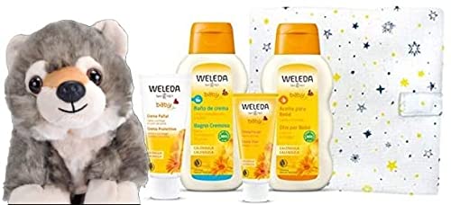 Weleda - Set Bienvenida Recién Nacido Weleda 0m+Wild Republic - peluche lobo, 18 cm de Regalo