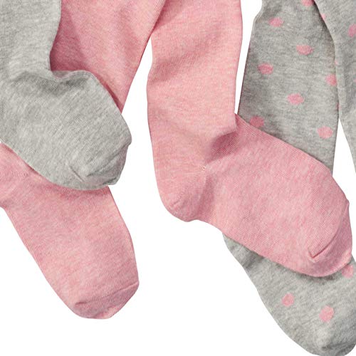 WELLYOU leotardos para bebés/niños, medias para niñas, juego de tres pantimedias para niñas, color rosa y gris con puntos. Tallas 62-146 (62-68)