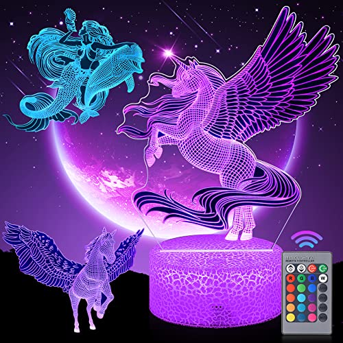 wetepuxi Regalos Niñas 2 3 4 5 6 7 8 9 Años, Lampara 3D Unicornio Juguete Niño 1-8 Años Unicornio Regalos Cumpleaños Niños Luz de Noche para Niños 2 3 4 5 Años Lampara Mesita Noche