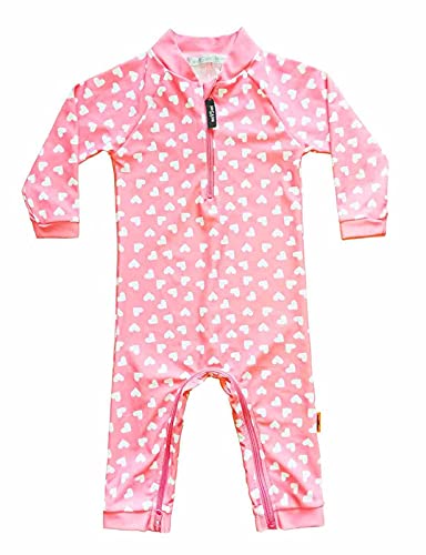 weVSwe Traje De Baño para Bebés Y Niñas Protección Solar para Niños Pequeños Rash Guard Una Pieza Cremallera En La Entrepierna con Forma De Corazón Rosa para Cambiar Fácilmente Los Pañales 0-6 Meses