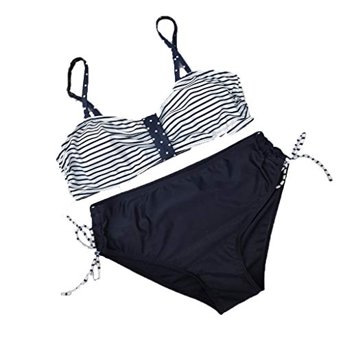 WUXIANG Bikini Mujer Push up Tankinis Mujer Traje de Baño de Maternidad Bañadores Mujer Premamá de Maternidad Verano A Rayas Bikini Bañador Ropa de Playa Talla Extra