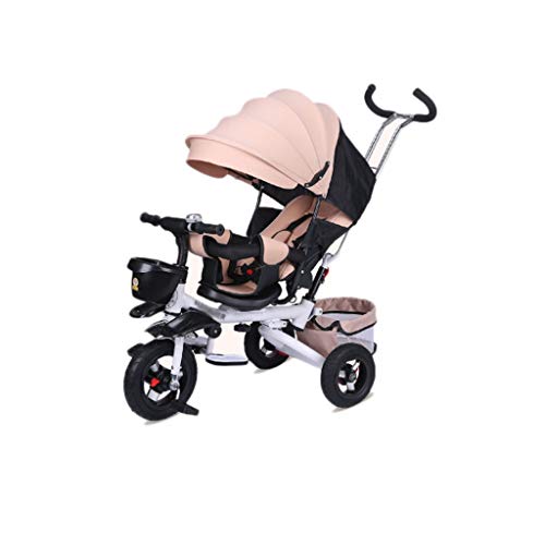 WWWANG Triciclo de niños plegable, reclinable de bebé Trolley, 1-3 años de coches de juguete con el paraguas de la carretilla (Color : D)