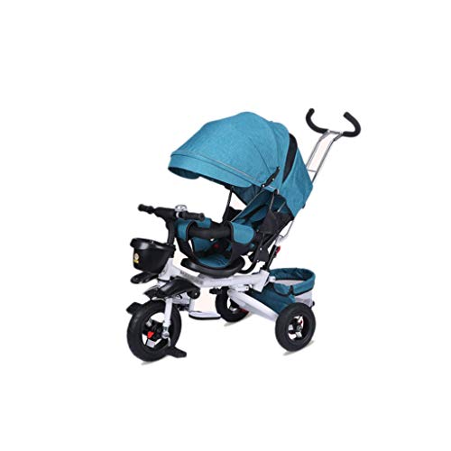 WWWANG Triciclo de niños plegable, reclinable de bebé Trolley, 1-3 años de coches de juguete con el paraguas de la carretilla (Color : D)