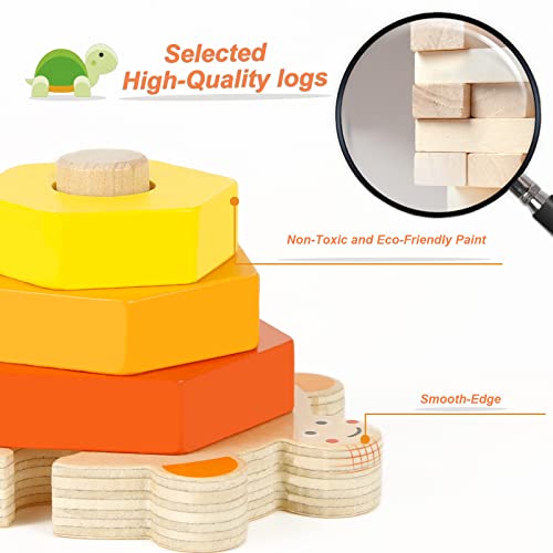 XiYee De Madera Rompecabezas Set Juguete Montessori, Juguetes Educativos para Bebés, para niños niñas 1 2 3 4 años Forma Reconocimiento Geometría Bloques de Stack & Sort Board, Juguetes Educativos