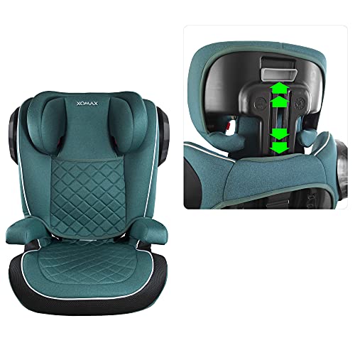 XOMAX A23 + silla de coche para niños con ISOFIX + Grupo II/III (15-36 kg) + aprox. 3,5-12 años + ECE R44/04 tested + reposacabezas ajustable + soporte de botella