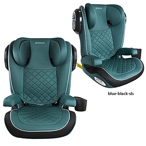 XOMAX A23 + silla de coche para niños con ISOFIX + Grupo II/III (15-36 kg) + aprox. 3,5-12 años + ECE R44/04 tested + reposacabezas ajustable + soporte de botella