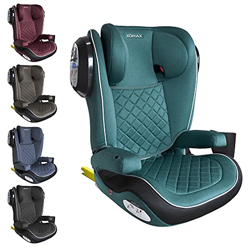 XOMAX A23 + silla de coche para niños con ISOFIX + Grupo II/III (15-36 kg) + aprox. 3,5-12 años + ECE R44/04 tested + reposacabezas ajustable + soporte de botella