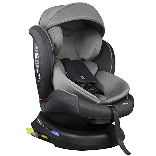 XOMAX S64 Silla de Coche Isofix giratoria 360 Grados I inclinable I Grupo 0+/1/2/3 I evolutiva 0-36 kg, 0-12 años I Funda extraíble y Lavable I ECE R44/04