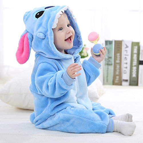 Y-BOA - Conjunto de pelele para bebé, de invierno, con forma de animal, sirve como disfraz y pijama multicolor Stitch Bleu Talla:0-3mois