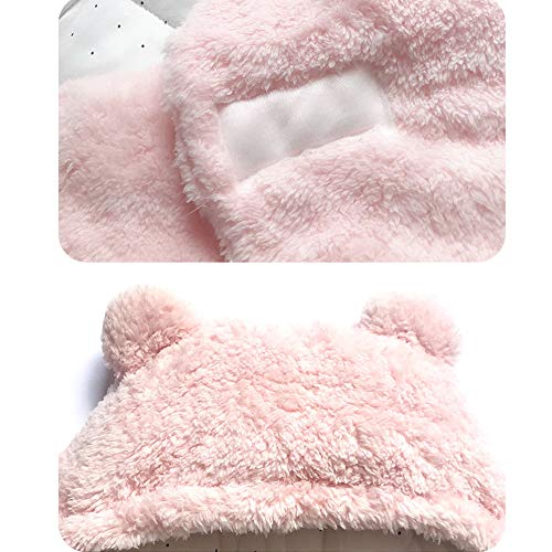 Yanding Saco de dormir envuelto para bebé, forma de oso de peluche, adecuado para bebés de 0 a 6 meses, mantas de felpa unisex, fácil de limpiar (3 a 6 meses, rosa)