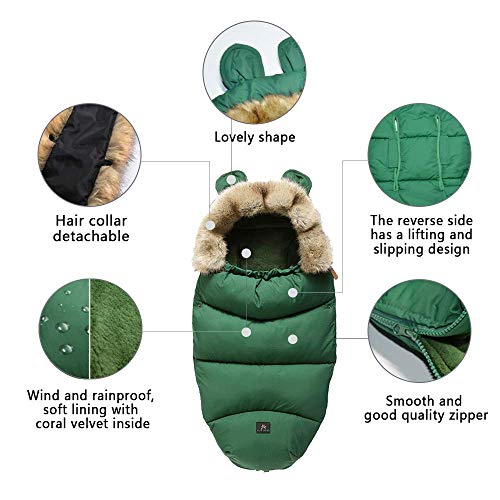 YUEHAPPY® Bebé De Empañar Manta Cubierta Al Aire Libre De La Franela Anti Kick Bebé Saco De Dormir Caliente Impermeable Para Sillas De Paseo Cochecitos Cochecitos De Niño Con Errores,Verde